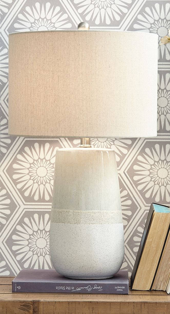 Shavon - Ceramic Table Lamp - Beige / White