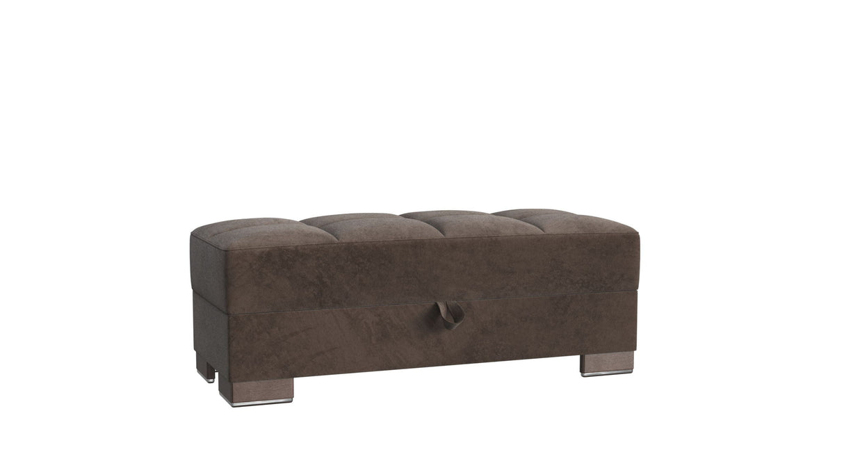 Ottomanson Armada X - Upholstered Convertible Wood Trimmed Ottoman With Storage - Microfiber