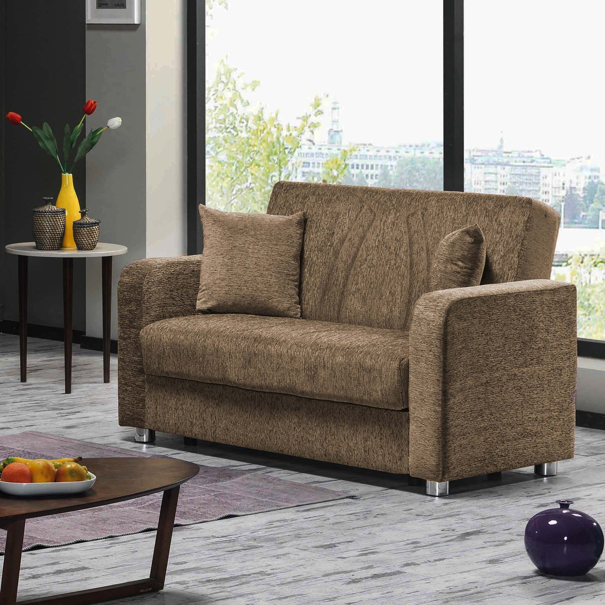 Ottomanson Elegance - Upholstered Convertible Loveseat With Storage