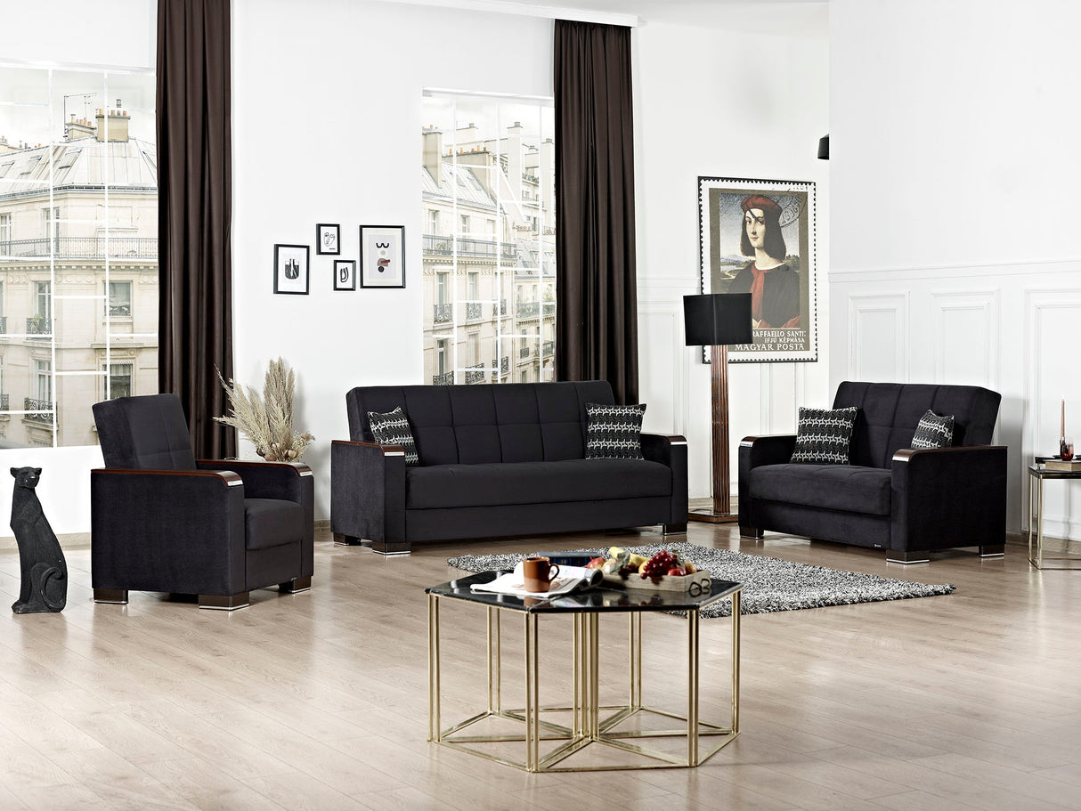 Ottomanson Armada X - Upholstered Convertible Wood Trimmed Loveseat With Storage - Microfiber