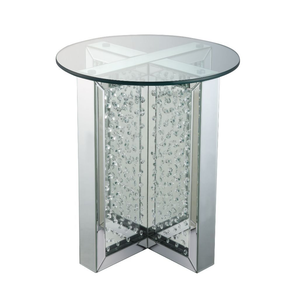 Nysa - 23" End Table - Mirrored & Faux Crystals