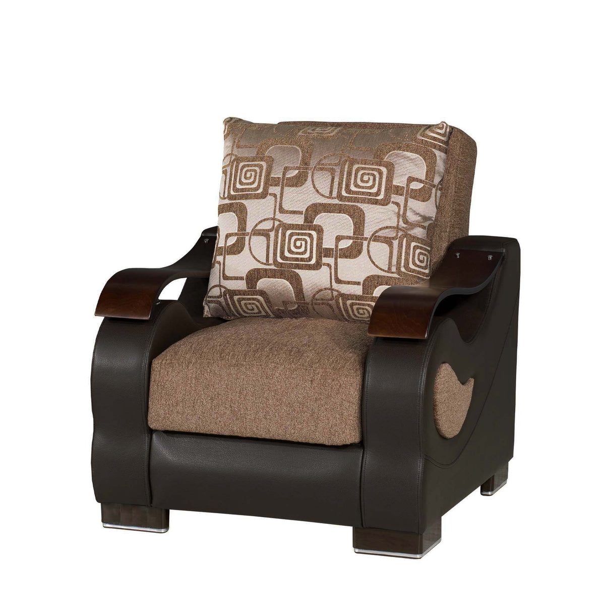 Ottomanson Metroplex - Upholstered Convertible Armchair With Storage - Brown