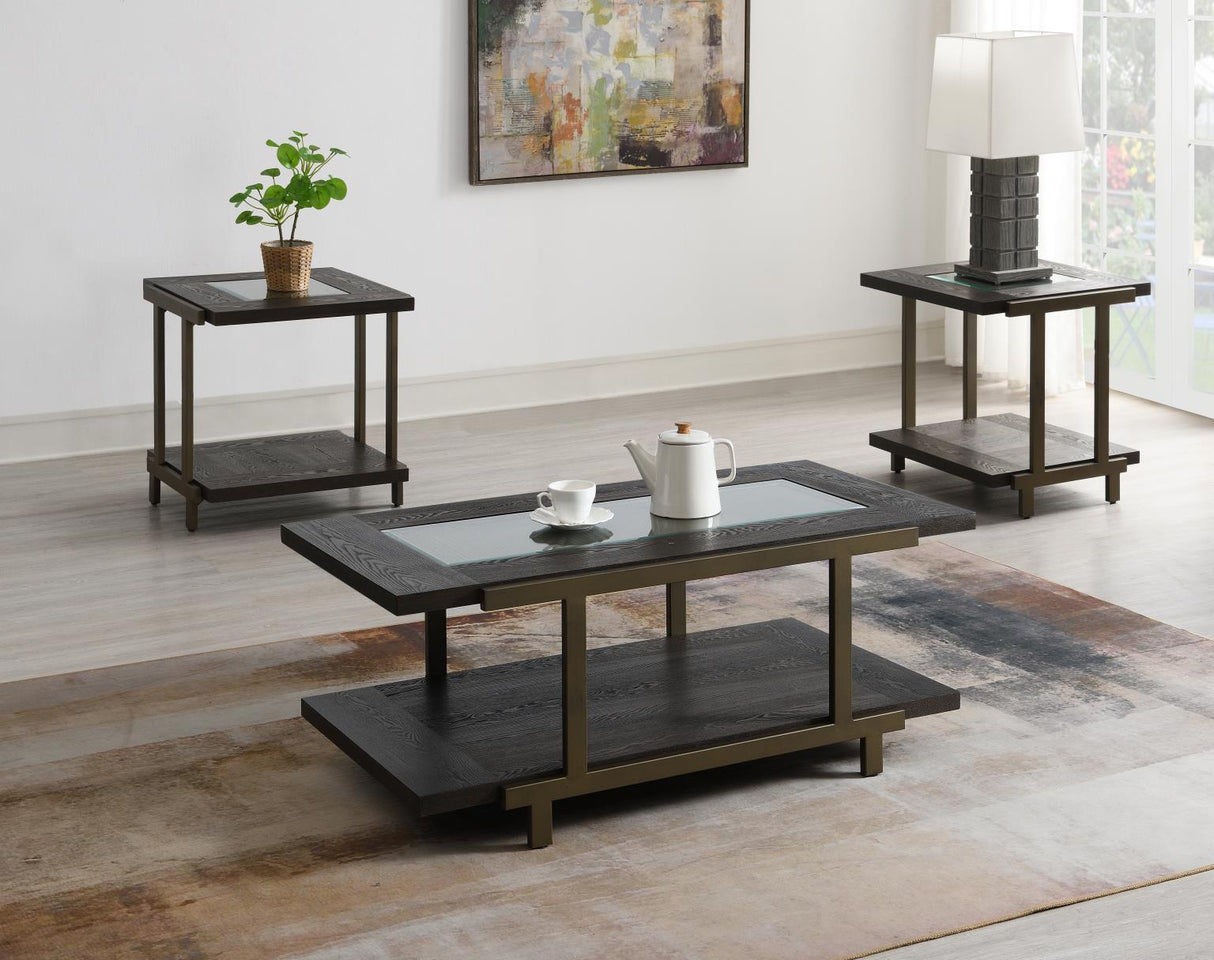 T112 - Coffee Table & 2 End Tables - Dark Brown