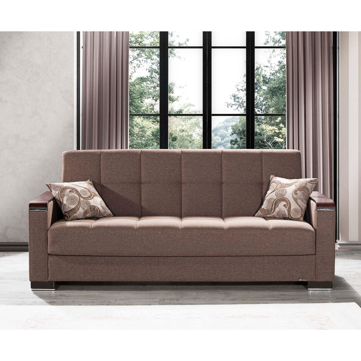 Ottomanson Armada X - Upholstered Convertible Wood Trimmed Sofabed With Storage - Polyester