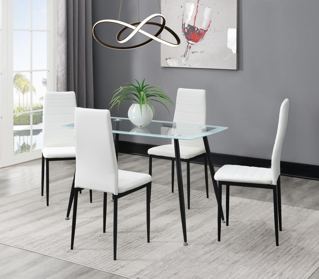 D342 - 5 Piece Dining Room Set (Dining Table & 4 Chairs) - White