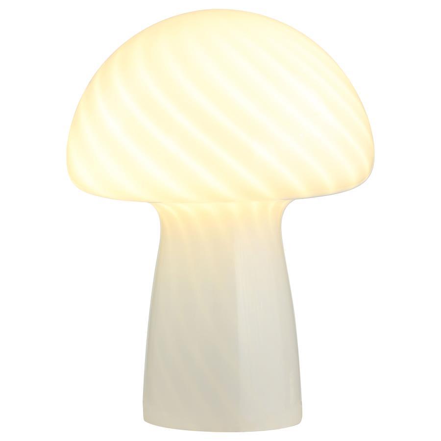 Kanaby - Mushroom Shaped Glass Bedside Table Lamp - White