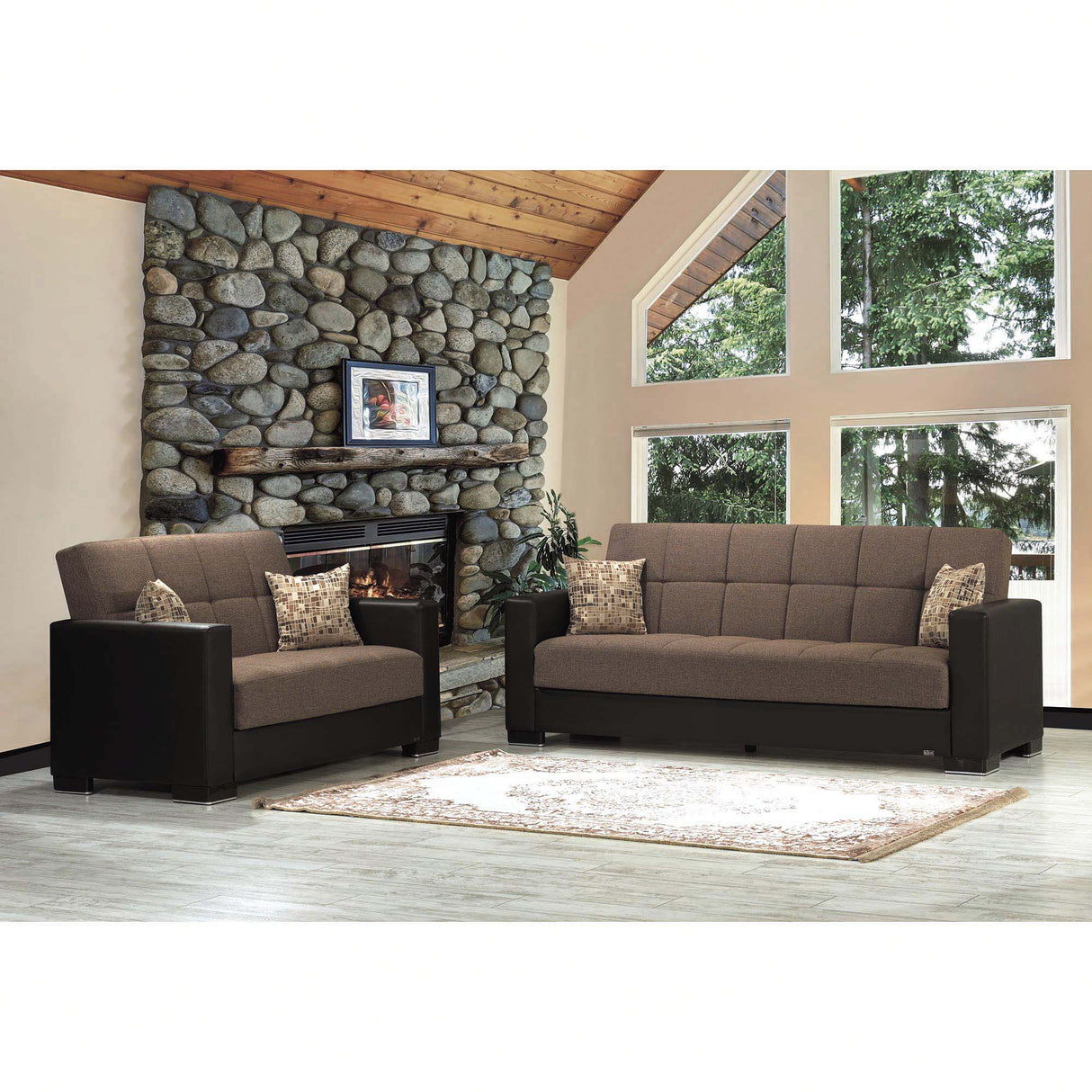 Ottomanson Armada - Upholstered Convertible Loveseat With Storage - Polyester