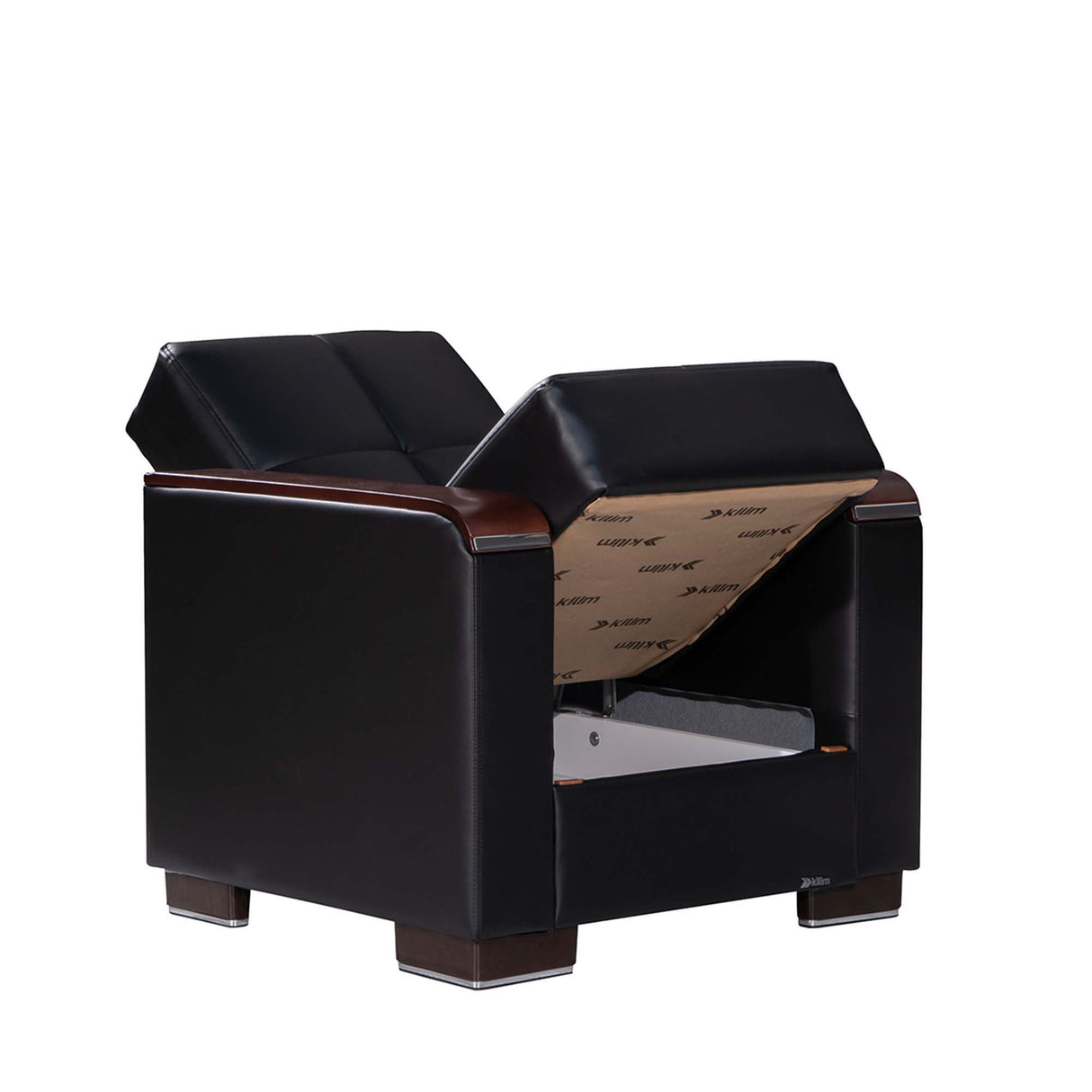 Ottomanson Armada X - Upholstered Convertible Wood Trimmed Armchair With Storage