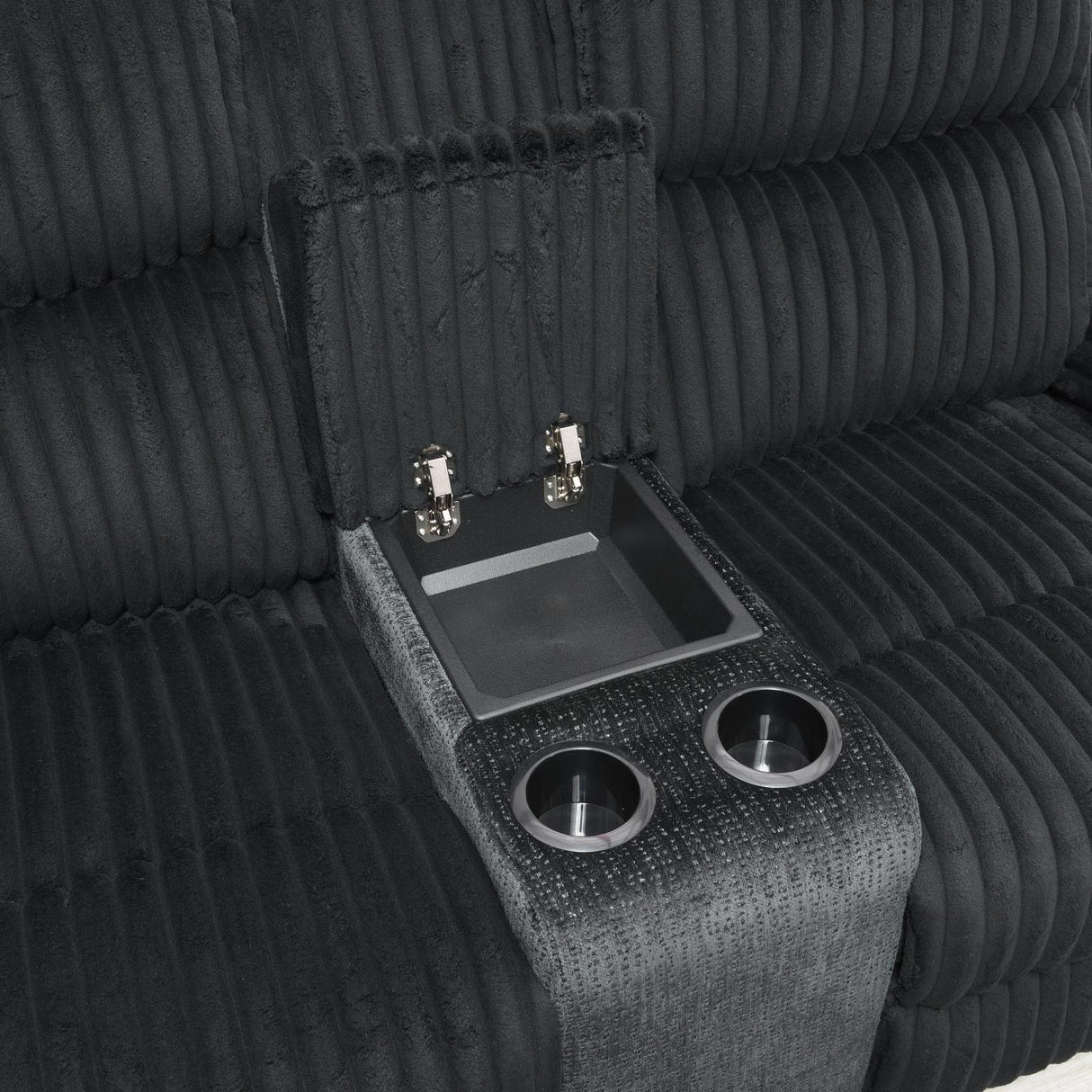 U181 - Corduroy Motion Sofa With Drop Down Table - Black