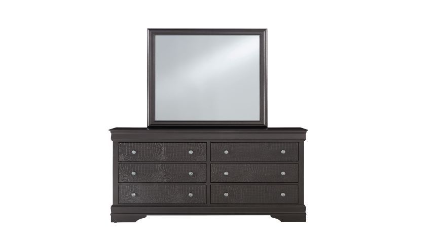Pompei - 5 Piece Queen Bedroom Set (Bed With LED, Dresser, Mirror, 2 Nightstands) - Gray