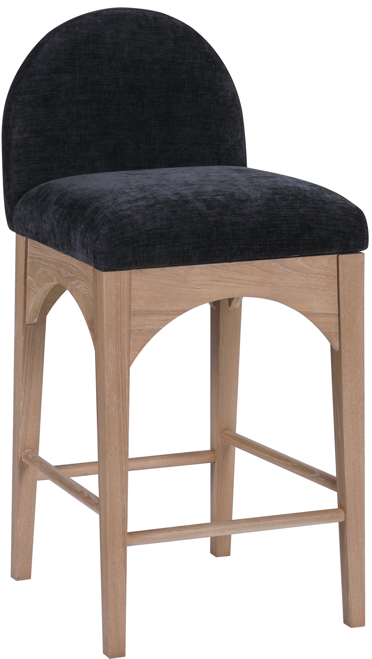 Waldorf - Chenille Stool With Natural Legs
