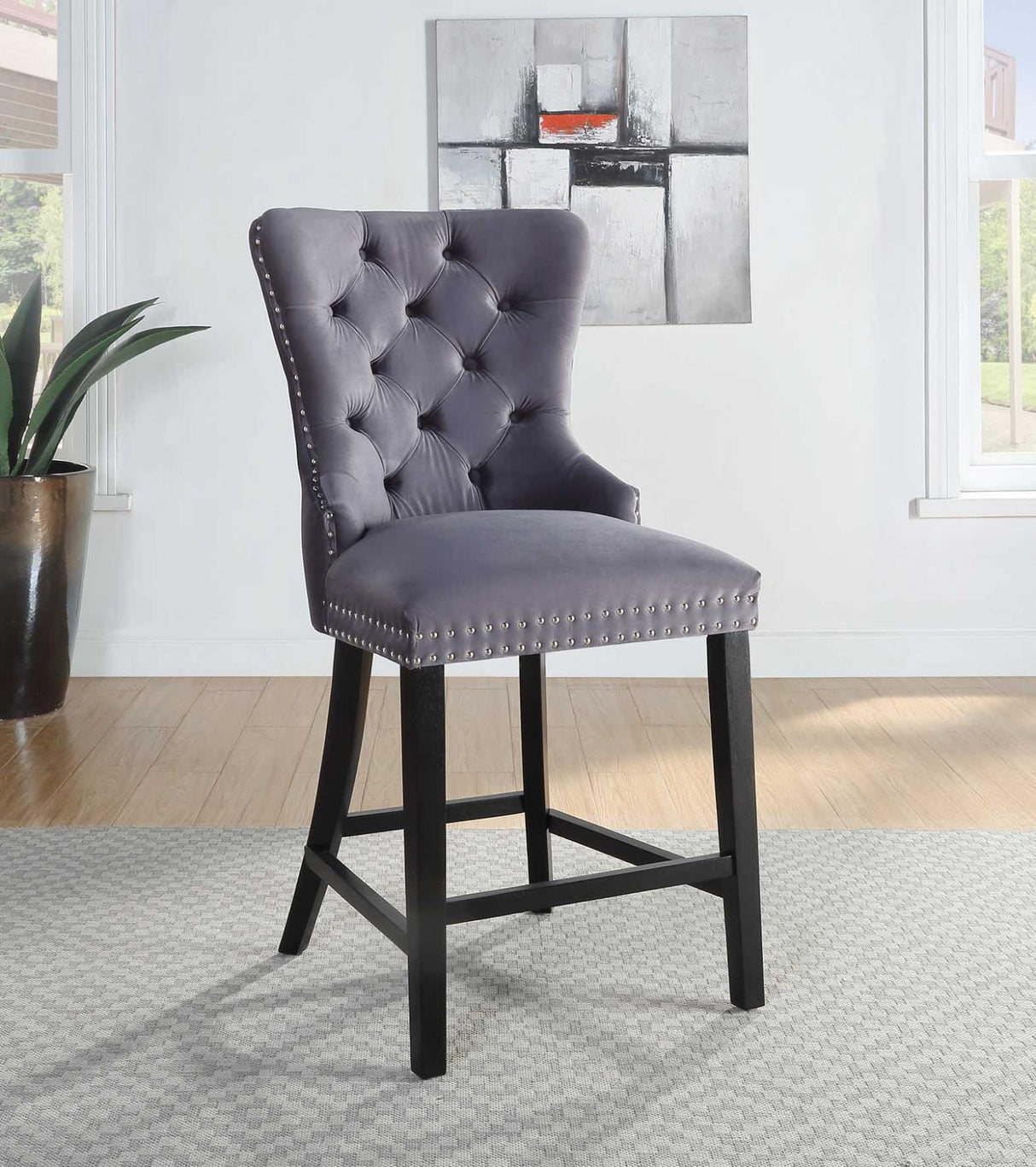 D2081 - Velvet Counter Chair (Set of 2)