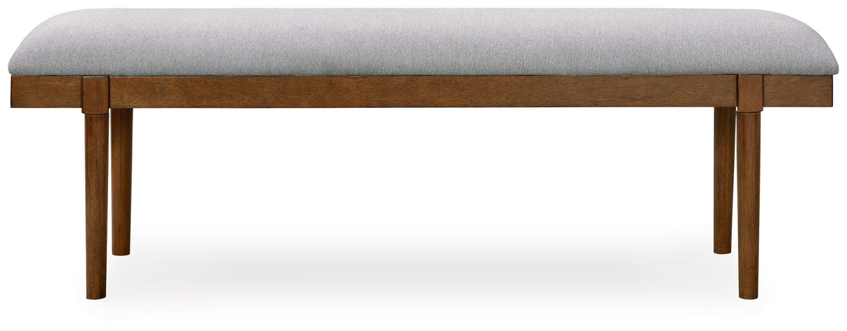 Lyncott - Large Upholstered Dining Room Bench - Gray / Brown