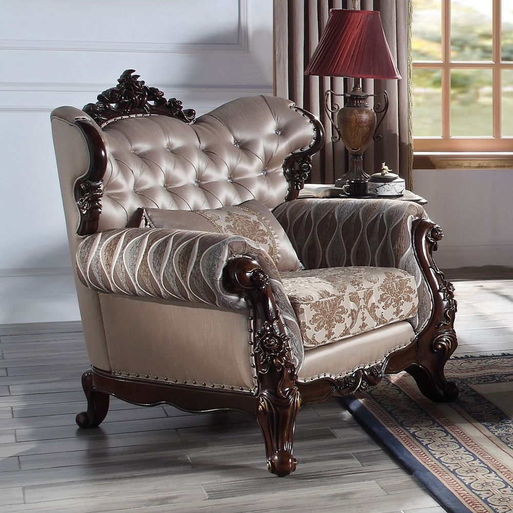 Benbek - Chair With Pillow - Fabric & Antique Oak