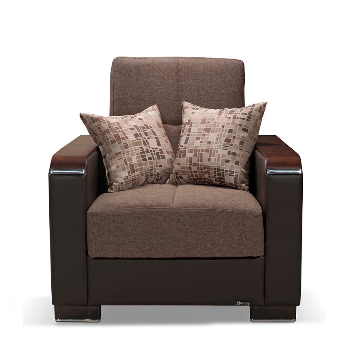 Ottomanson Armada X - Upholstered Convertible Wood Trimmed Armchair With Storage - Polyester