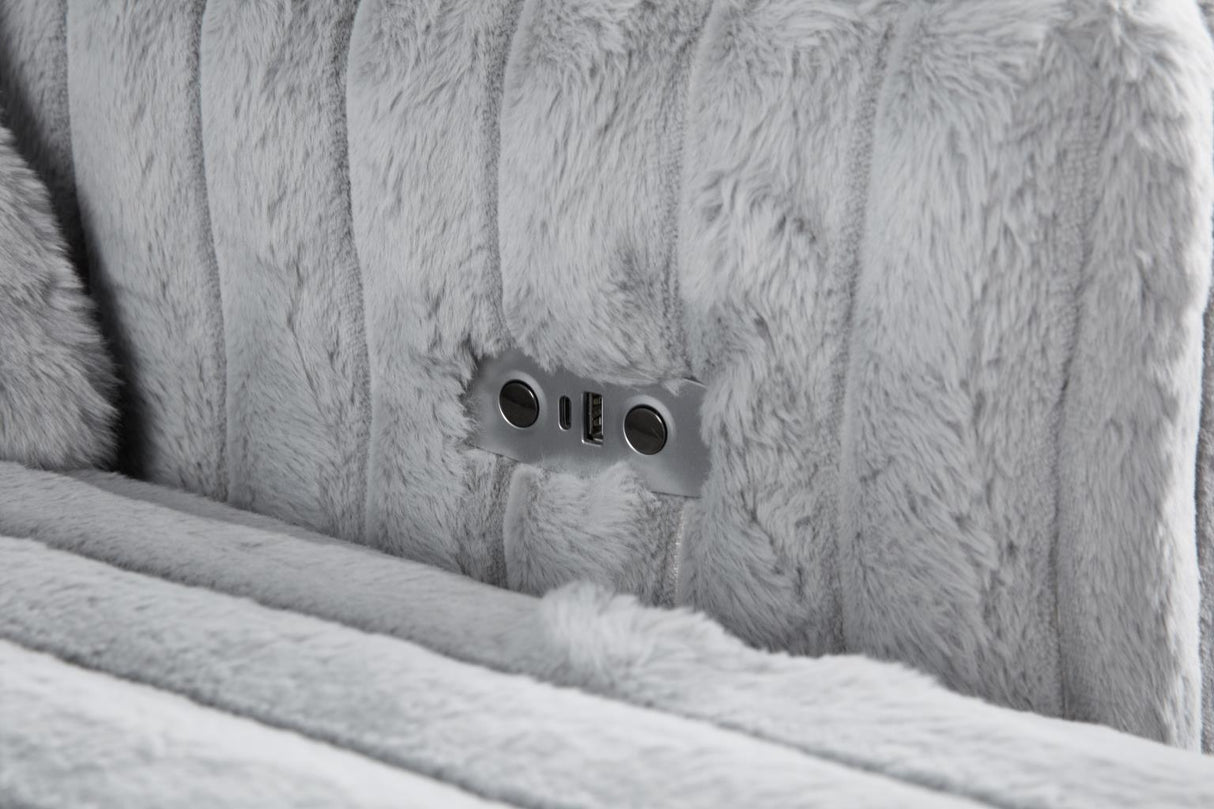 U309 - Corduroy Power 4 Seater Sofa - Gray