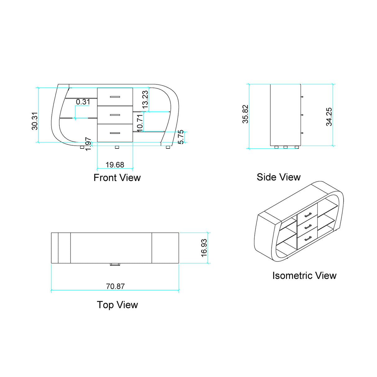 Anne - Buffet - White / Gray