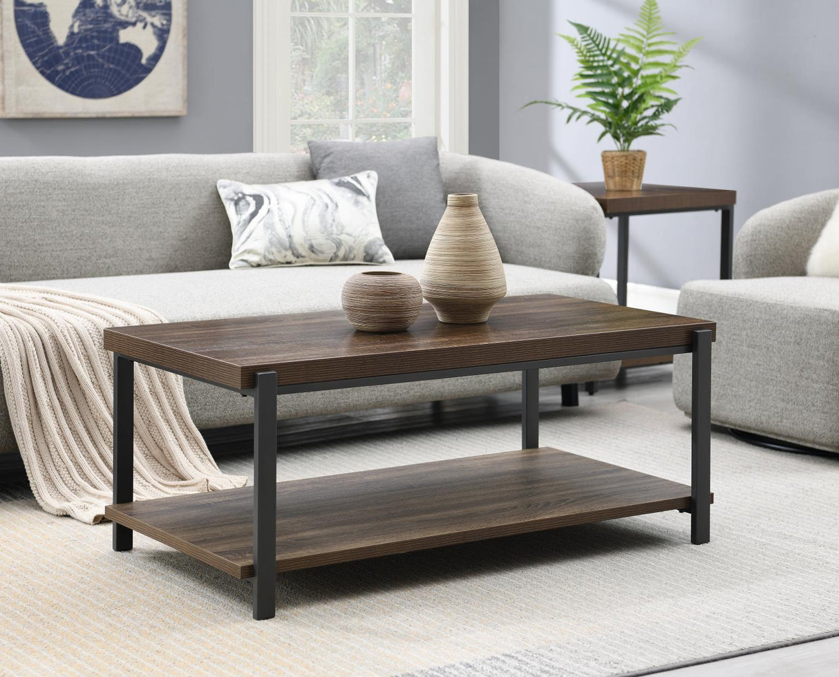 T174 - Coffee Table & 2 End Tables - Warm Brown / Gray