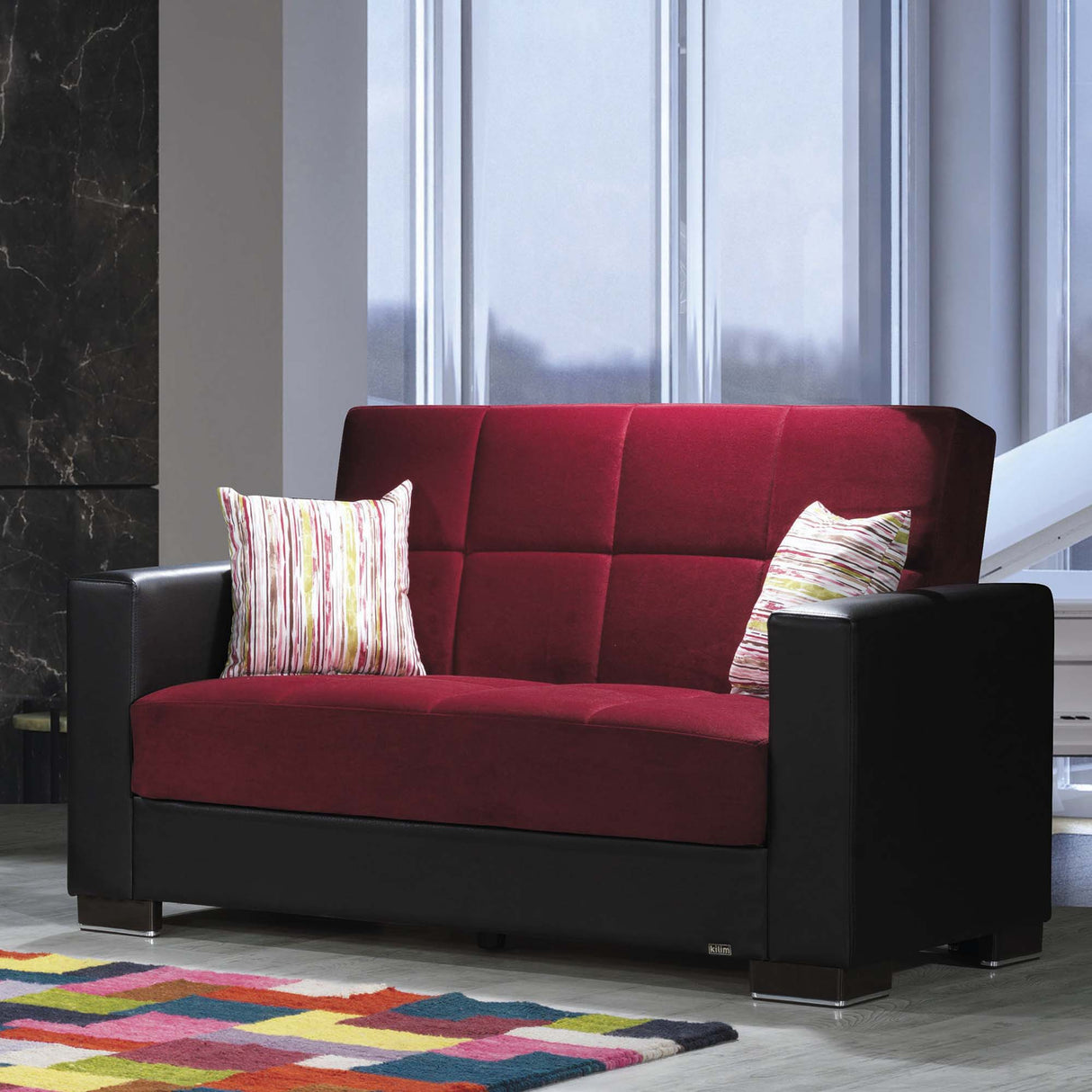 Ottomanson Armada - Upholstered Convertible Loveseat With Storage - Microfiber