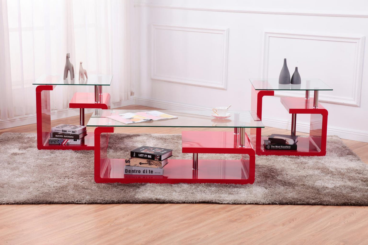 T306 - Coffee Table & 2 End Tables - Red