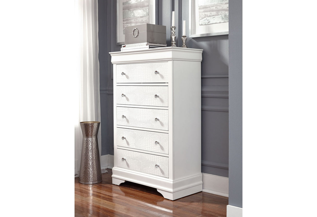 Pompei - 4 Piece King Bedroom Set (Bed With LED, Dresser, Mirror, Nightstand) - White