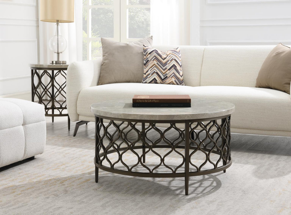 T154 - Coffee Table & 2 End Tables - Brown / Gray