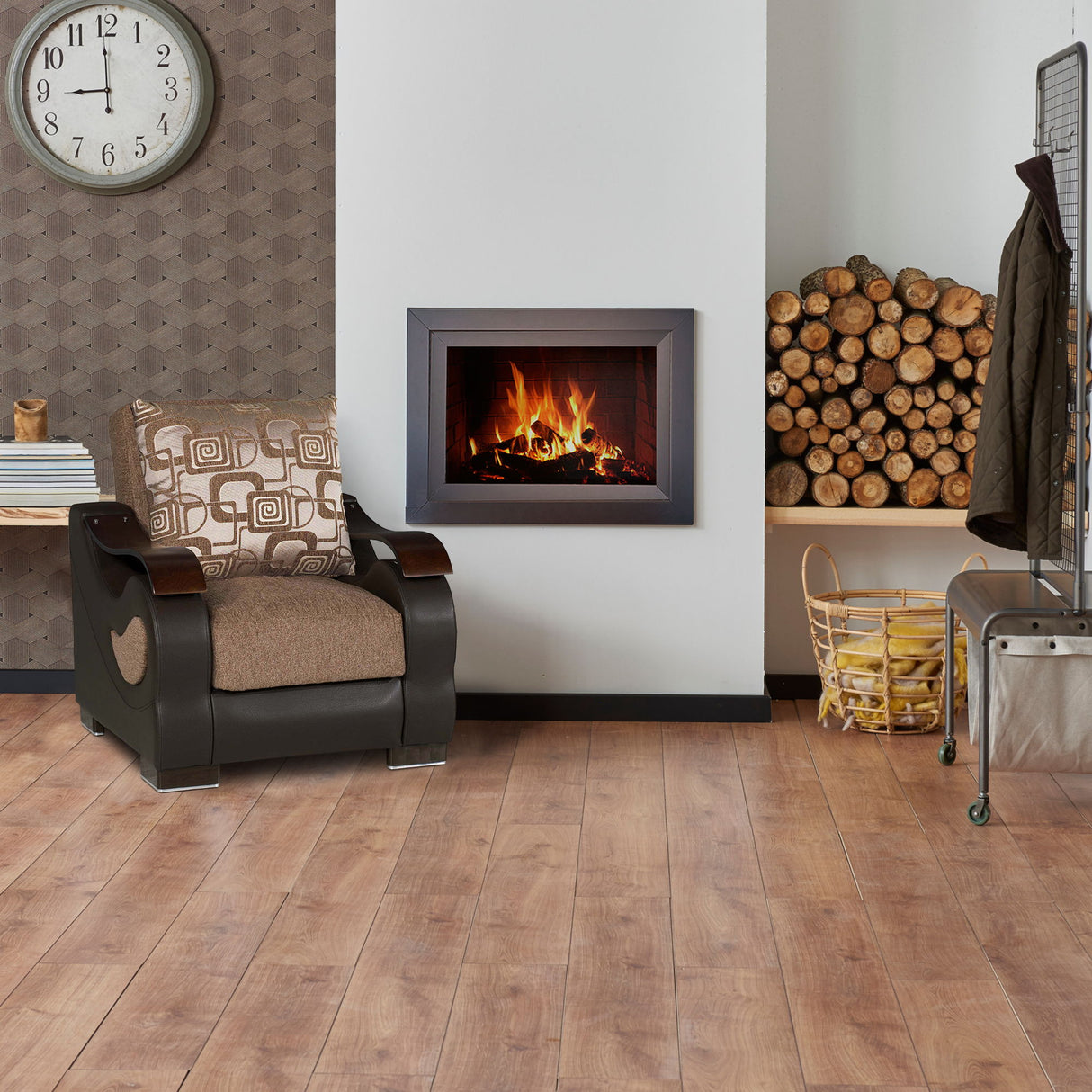 Ottomanson Metroplex - Upholstered Convertible Armchair With Storage - Brown