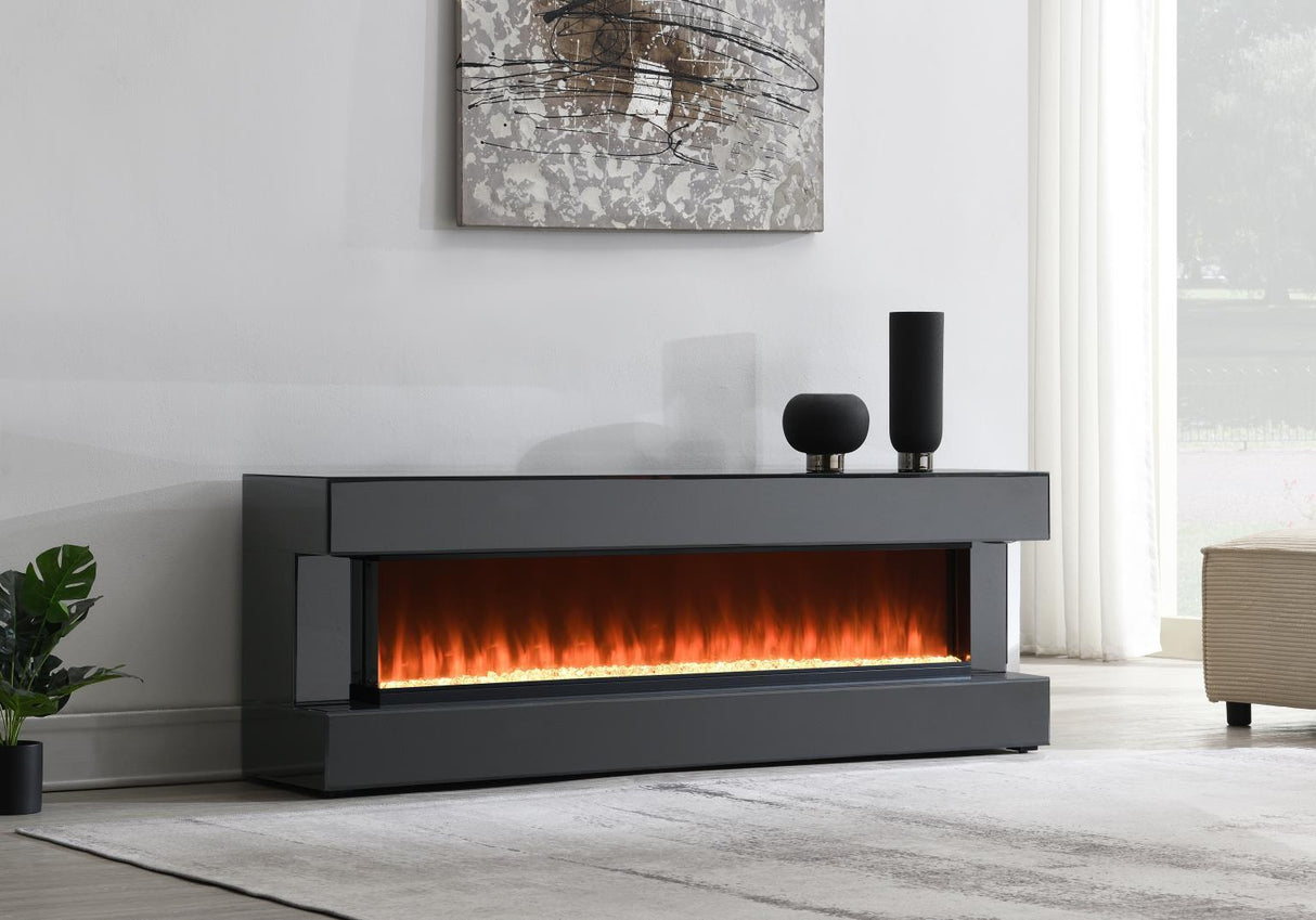 W026 - Fireplace TV Stand With Bluetooth Speaker - Gray