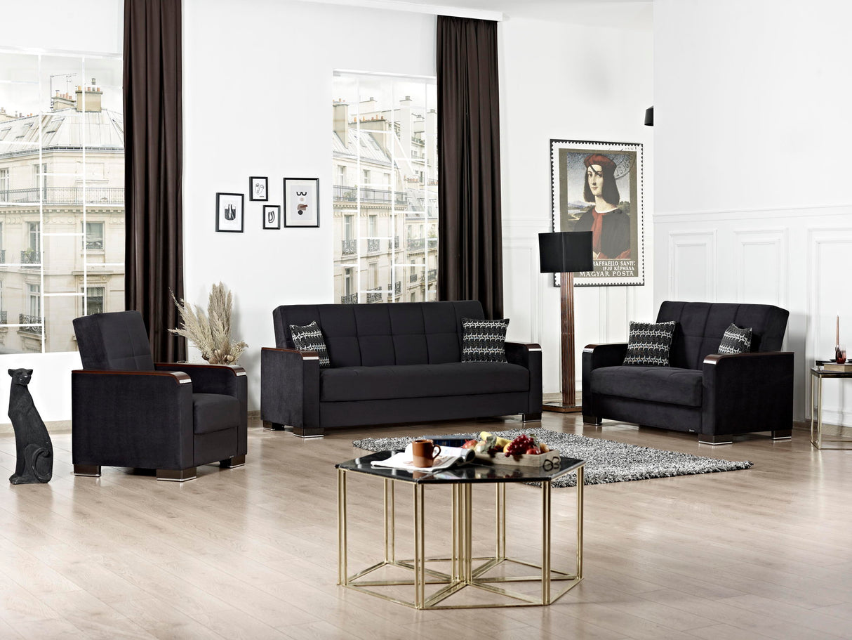 Ottomanson Armada X - Upholstered Convertible Wood Trimmed Armchair With Storage - Microfiber