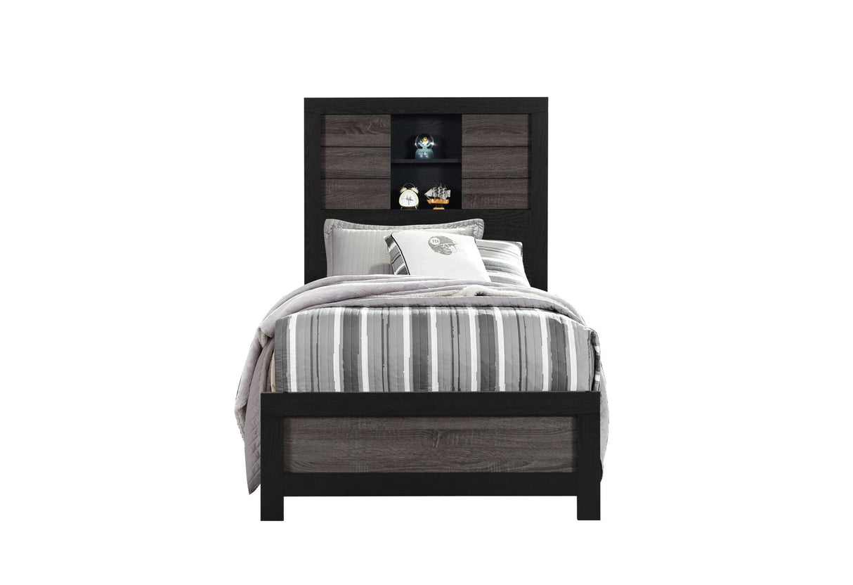 Lisbon - Bookcase Twin Bed - Black / Gray
