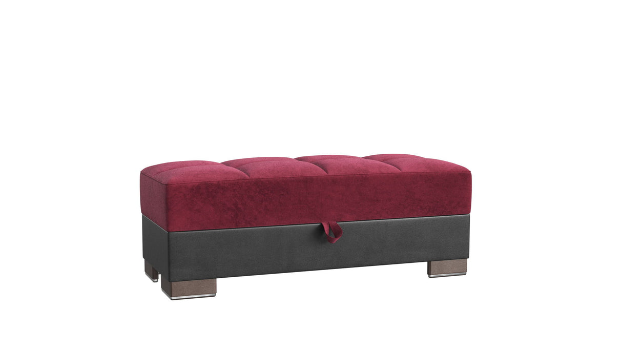 Ottomanson Armada X - Upholstered Convertible Wood Trimmed Ottoman With Storage - Microfiber