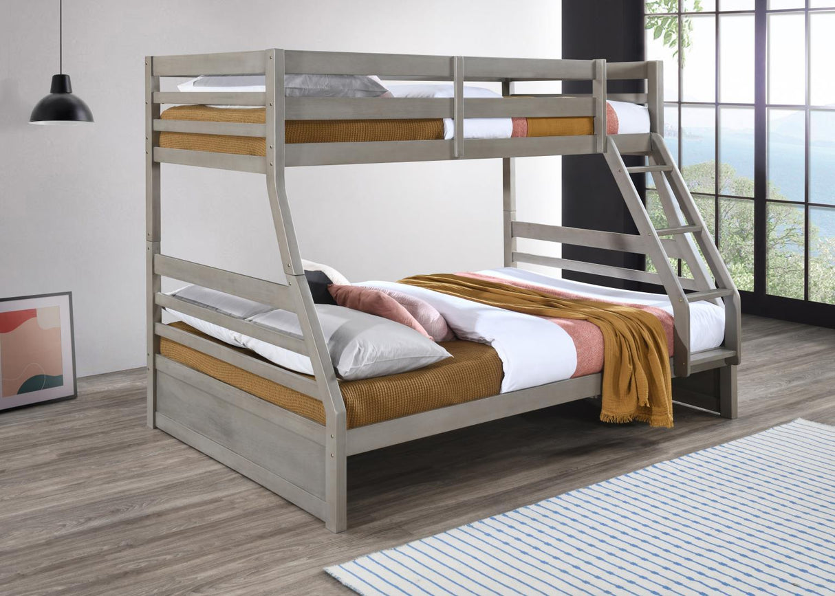 S090 - Twin / Full Bunk Bed - Light Gray