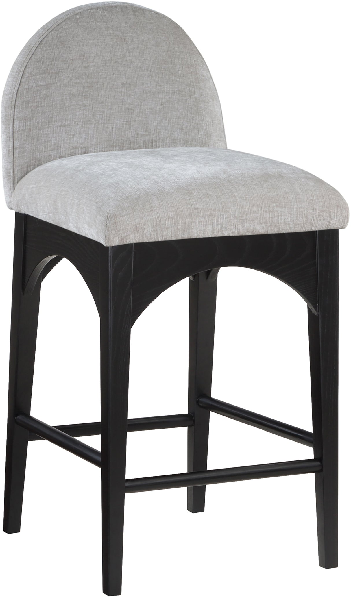 Waldorf - Chenille Stool With Black Legs