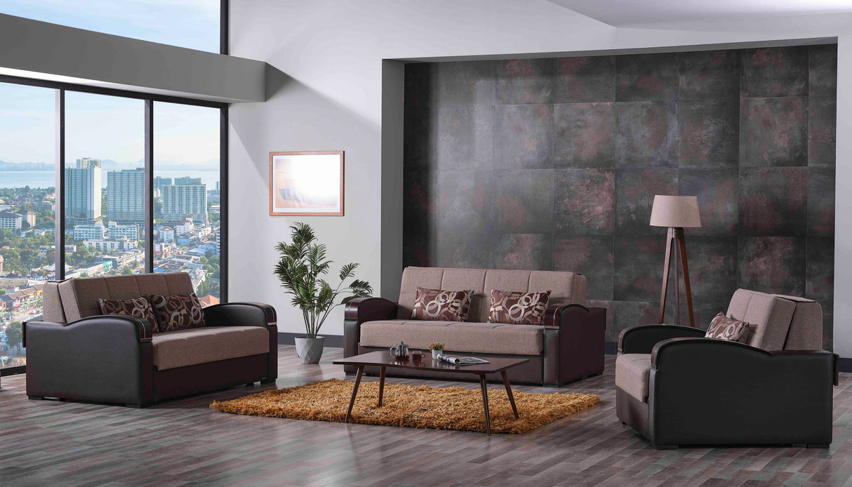 Ottomanson Sleep Plus - Upholstered Convertible Loveseat With Storage