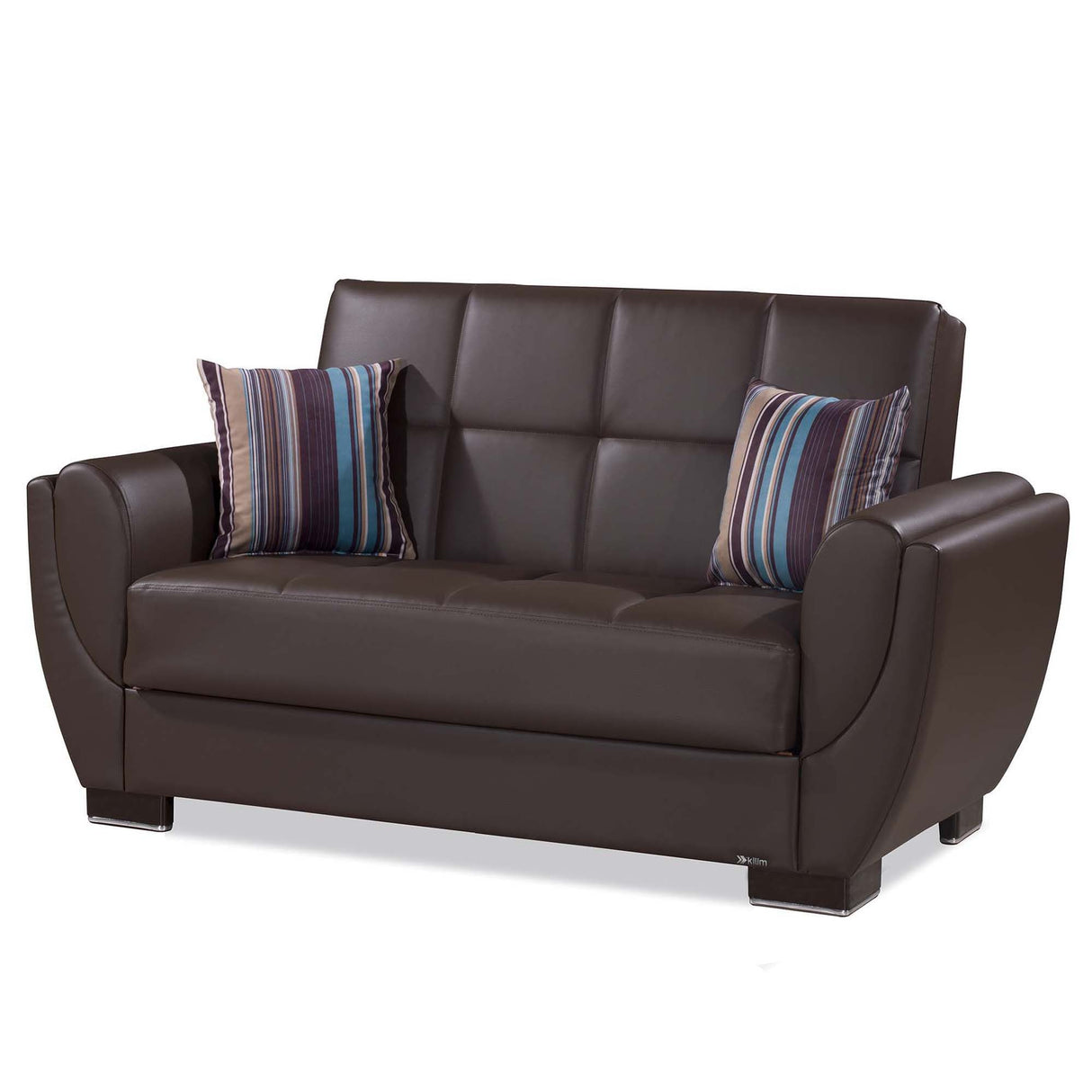 Ottomanson Armada Air - Upholstered Convertible Loveseat With Storage - Brown PU