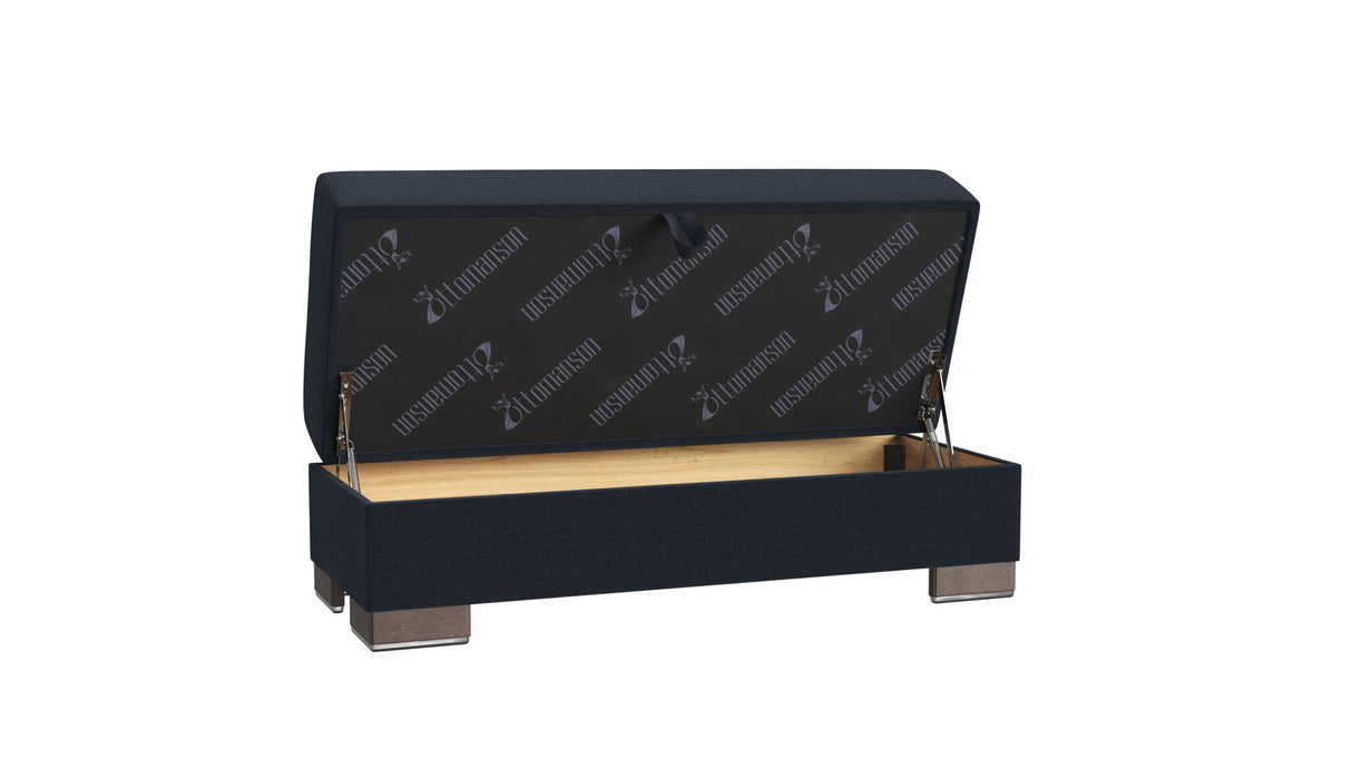 Ottomanson Armada X - Upholstered Convertible Wood Trimmed Ottoman With Storage - Polyester