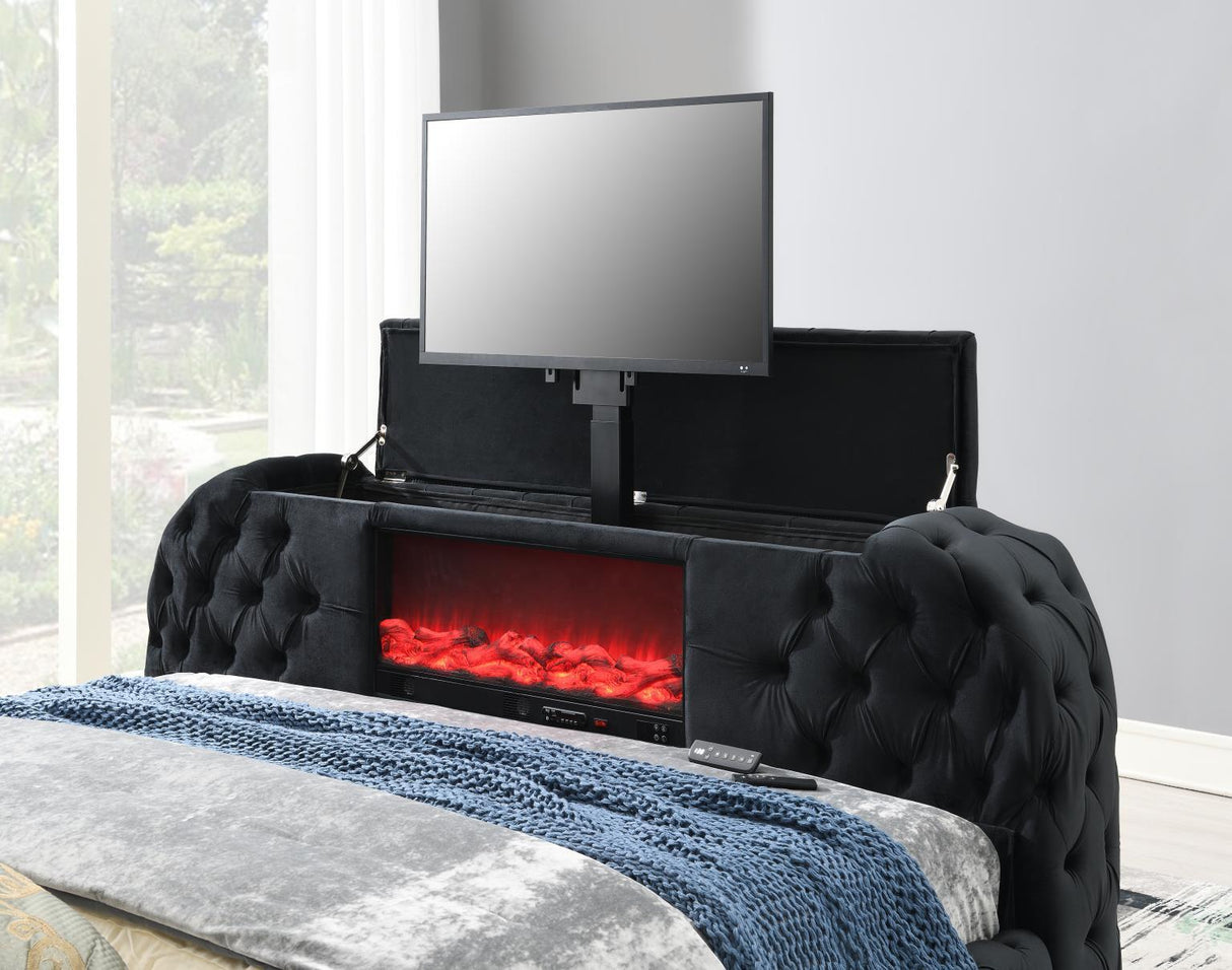 B540 - King Bed With Fireplace, TV Mount & Bluetooth Speaker & USB