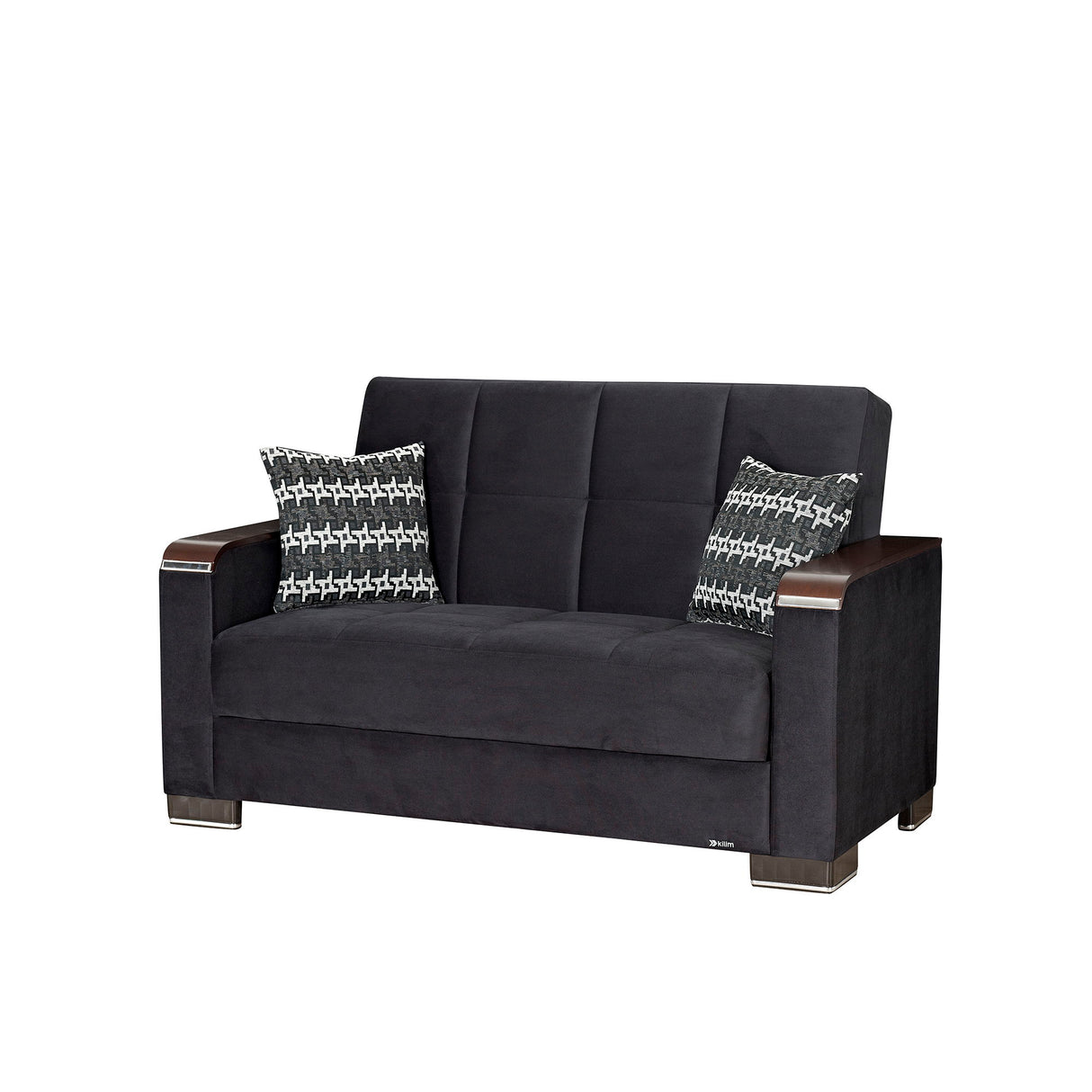 Ottomanson Armada X - Upholstered Convertible Wood Trimmed Loveseat With Storage - Microfiber