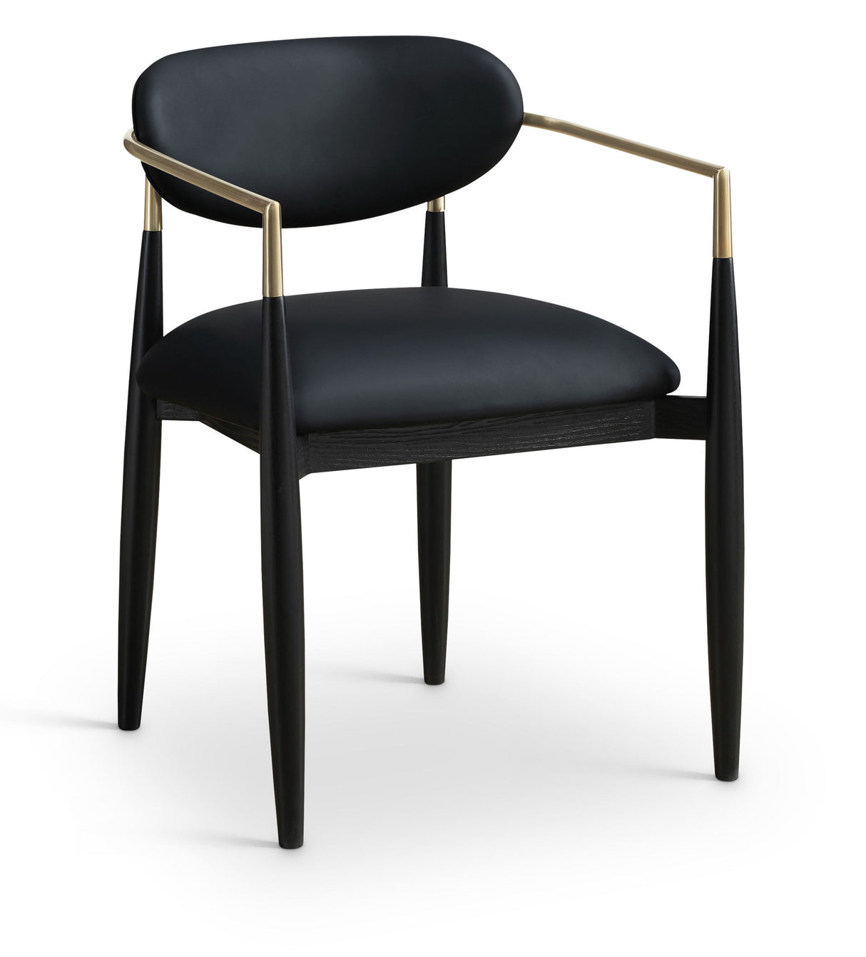 Riccio - Faux Leather Dining Arm Chair (Set of 2) - Black And Gold Frame