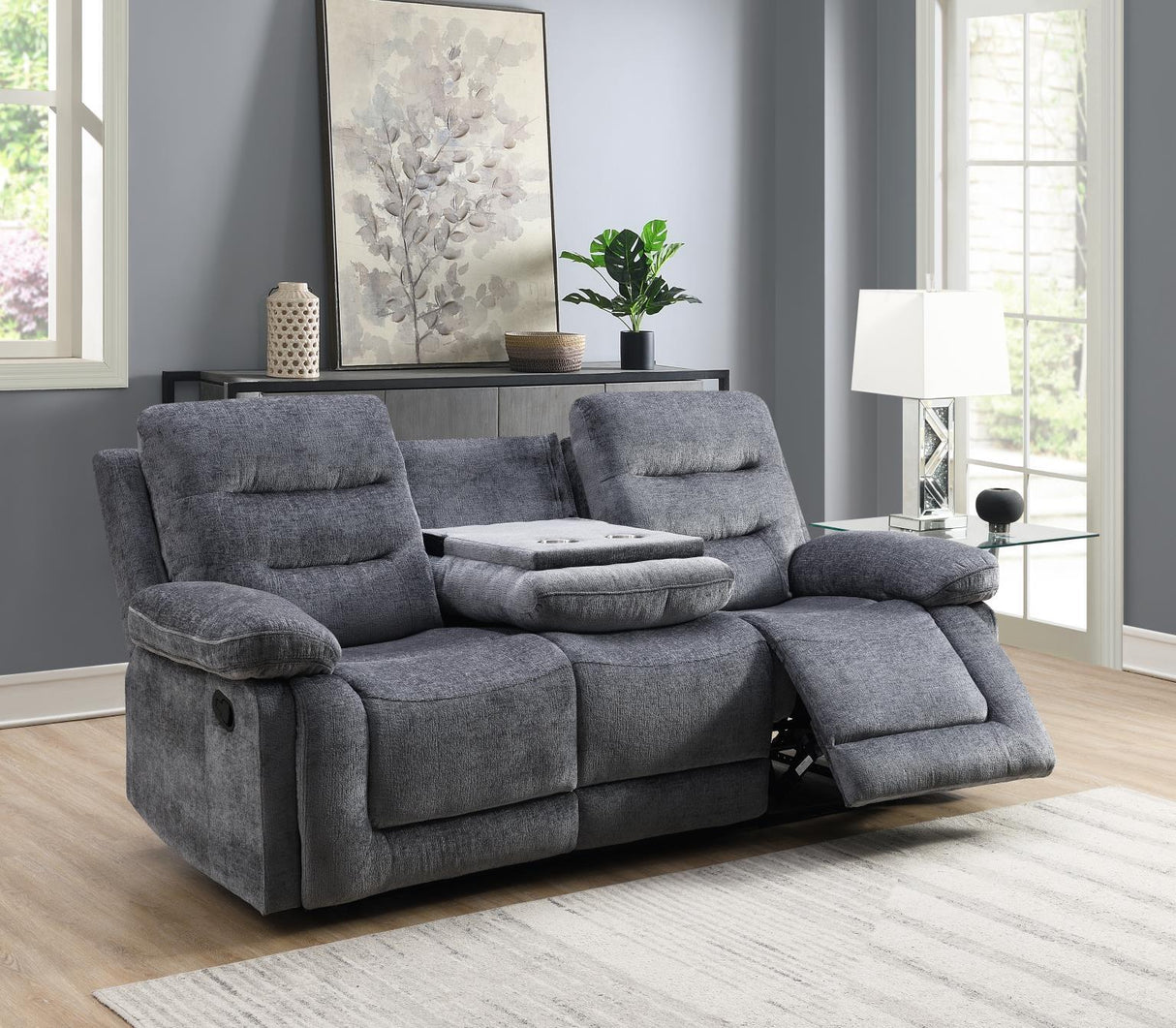 U152 - Motion Sofa With Drop Down - Gray