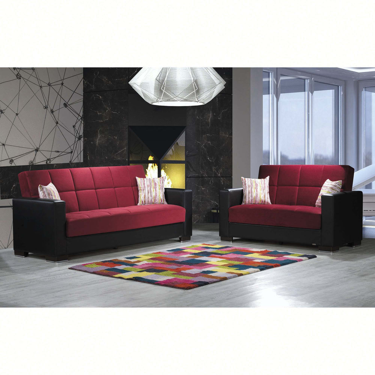 Ottomanson Armada - Upholstered Convertible Loveseat With Storage - Microfiber