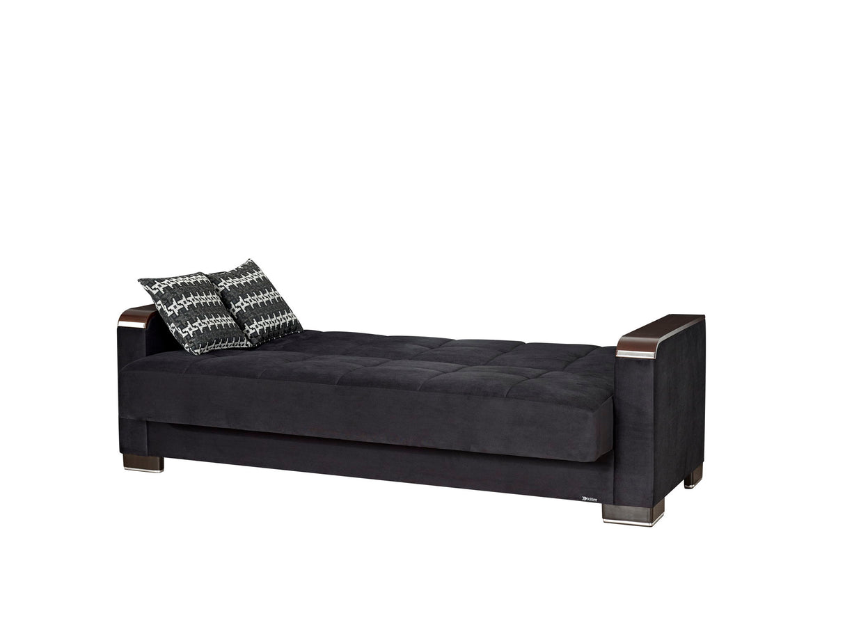 Ottomanson Armada X - Upholstered Convertible Wood Trimmed Sofabed With Storage - Microfiber