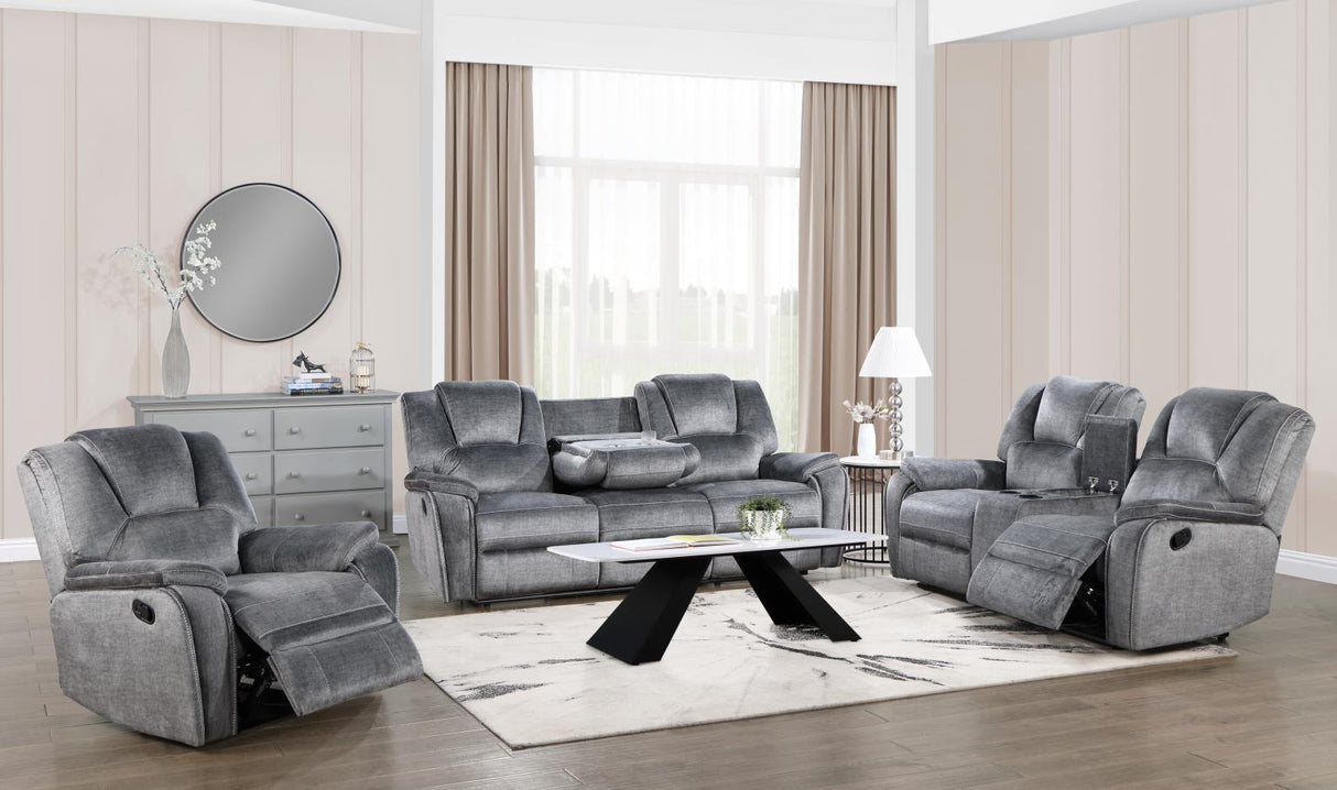 U121 - Motion Loveseat With Bluetooth Speaker, Wireless Charger - Gray