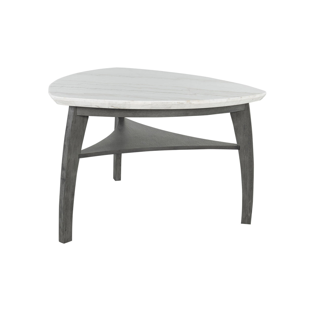 Jasmine - Bar Table With Arched Legs And Marble Top, Triangular Shape - Gray