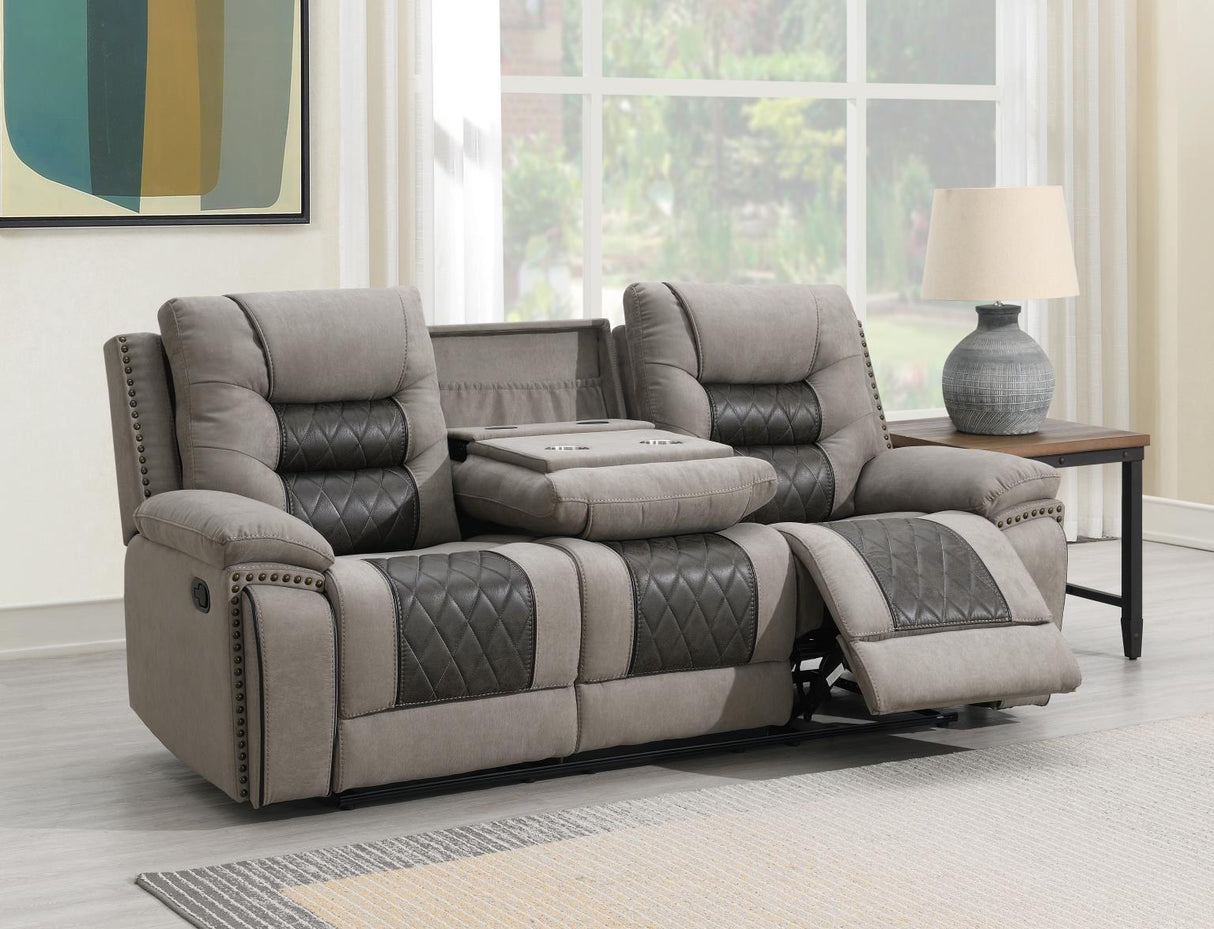U142 - Motion Sofa With Drop Down, And Two Wireless Chargers - Charcoal