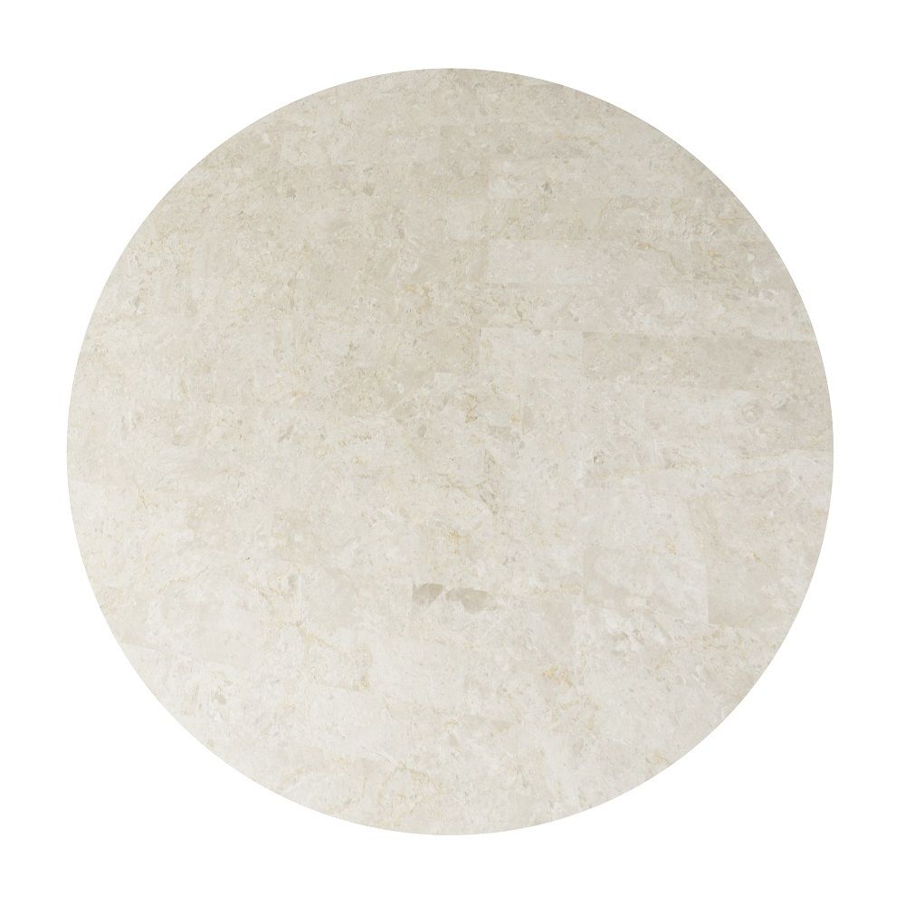 Adalynn - Round Dining Table With Marble Top - Gray Fabric & Weathered Gray Oak