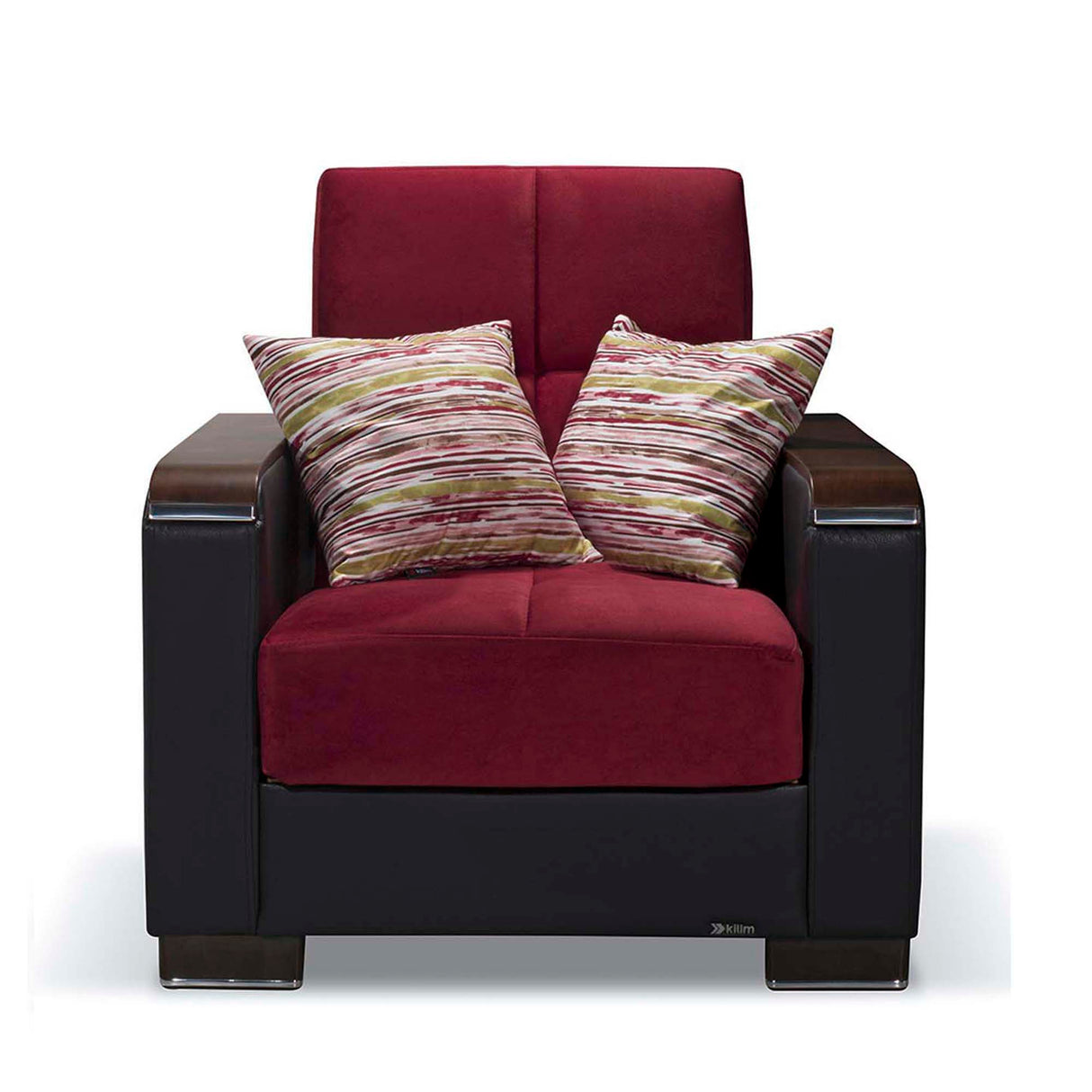 Ottomanson Armada X - Upholstered Convertible Wood Trimmed Armchair With Storage - Microfiber