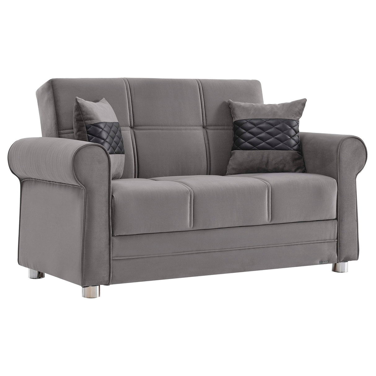 Ottomanson Sara - Upholstered Convertible Loveseat With Storage - Gray