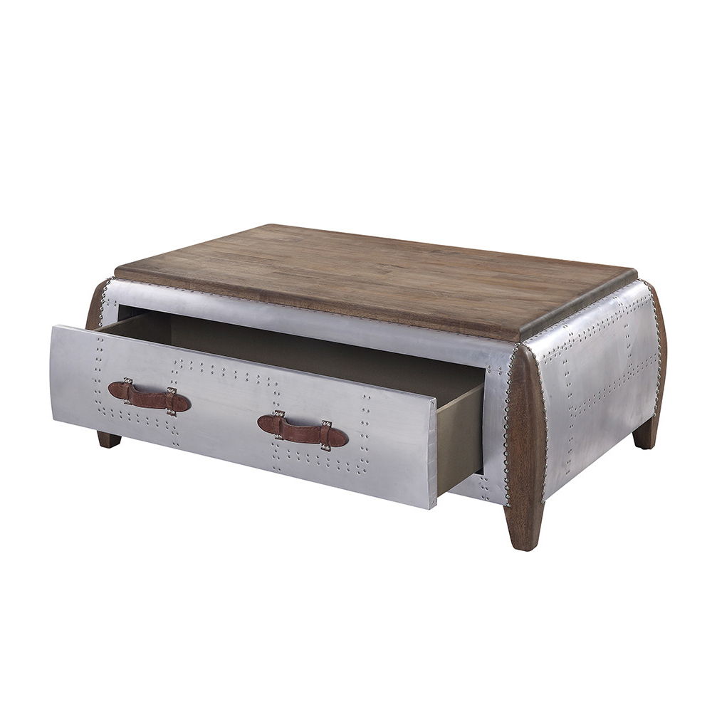 Brancaster - Coffee Table - Antique Oak & Aluminum