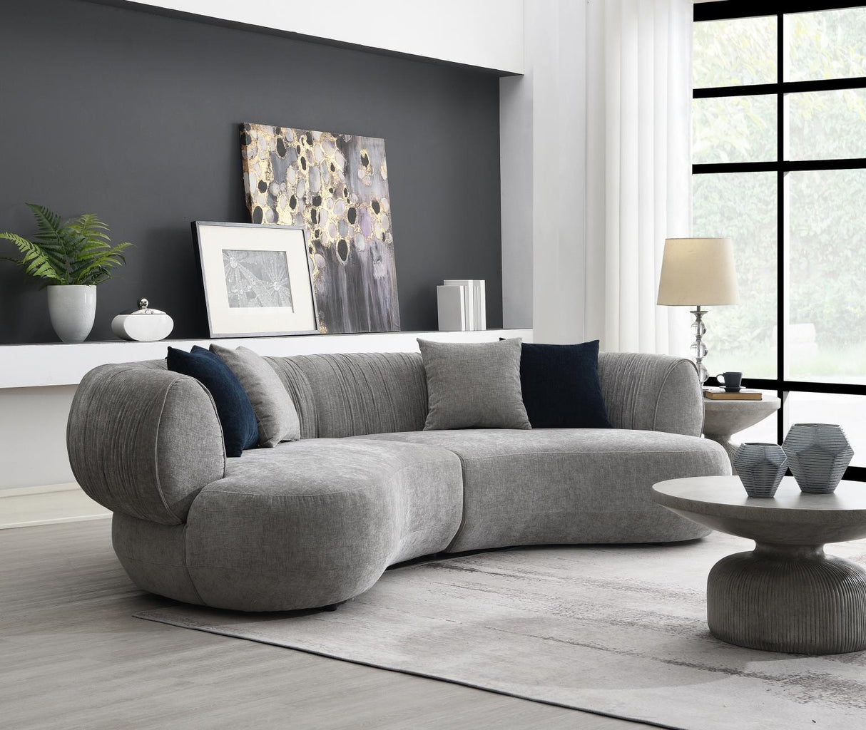 U307 - Modern Curved Sofa - Gray